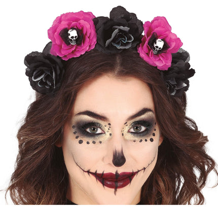 Bandeau d'Halloween noir et violet Fleurs