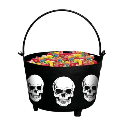 Squelettes noirs du chaudron d'Halloween