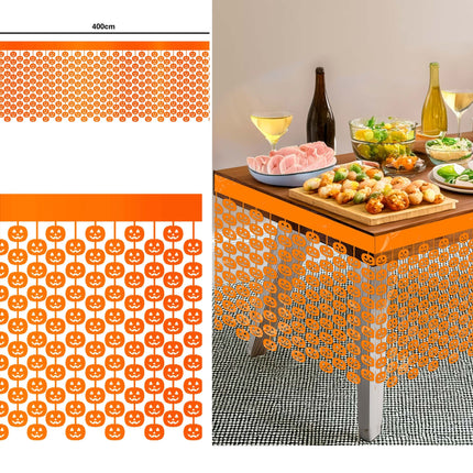 Jupe de table Halloween orange têtes de mort 4m