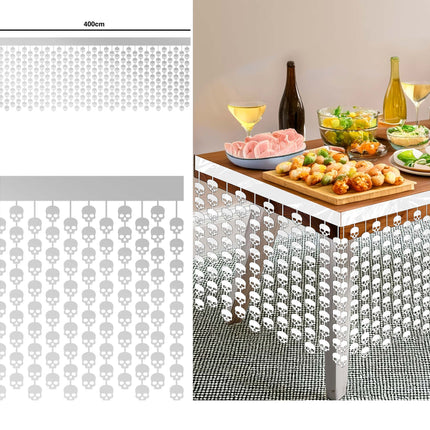 Jupe de table Halloween blanche têtes de mort 4m