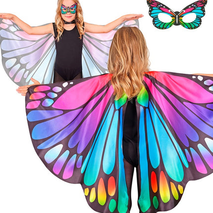 Masque pour les yeux et les ailes de papillon violet/rose