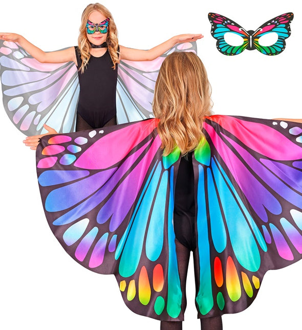 Masque pour les yeux et les ailes de papillon violet/rose