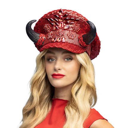 Duivel Pet Rood Glitter