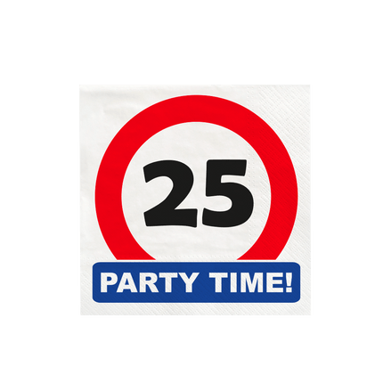 25 Jaar Servetten Verkeersbord 10,5cm 16st van Paper Dreams koop je bij Partywinkel
