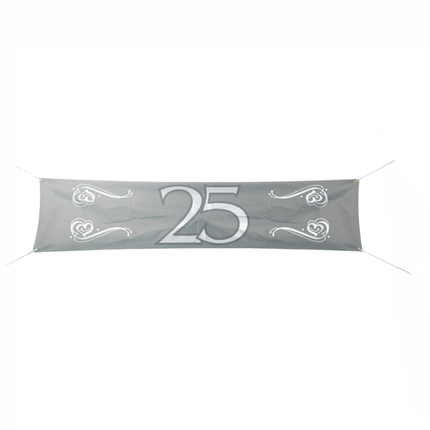25 Jaar Zilveren Spandoek - 180x40cm van Folat koop je bij Partywinkel