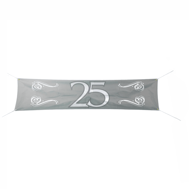 25 Jaar Zilveren Spandoek - 180x40cm van Folat koop je bij Partywinkel
