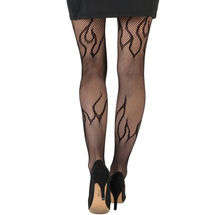 Collants résille noirs avec des flammes