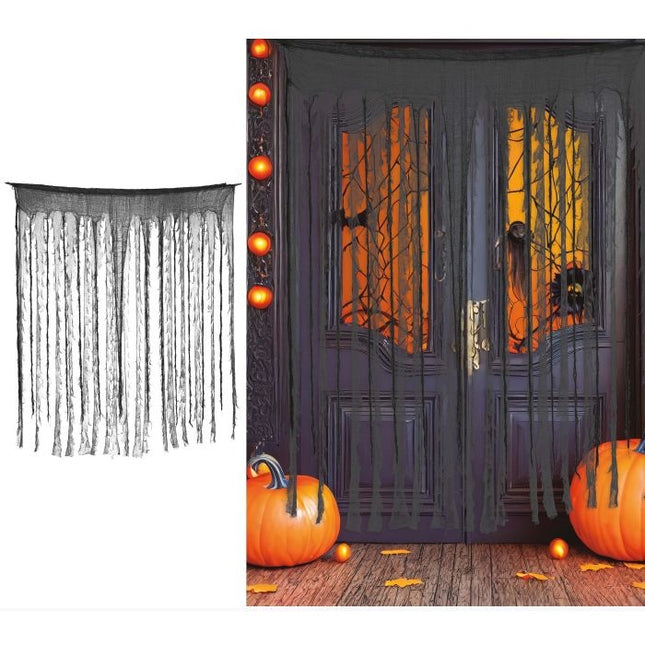 Rideau d'Halloween noir/gris 1,9 m