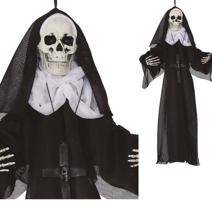 Squelette de nonne suspendu pour Halloween 50cm