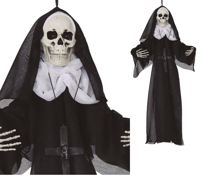 Squelette de nonne suspendu pour Halloween 50cm