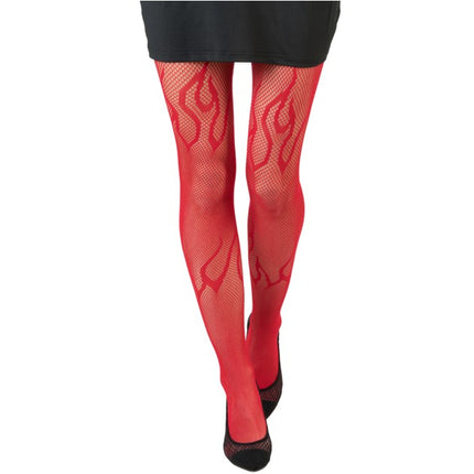 Collants résille rouges avec des flammes