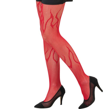Collants résille rouges avec des flammes