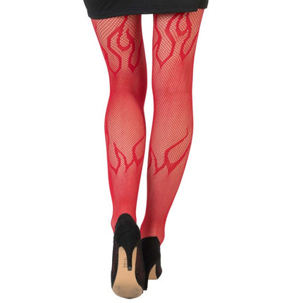 Collants résille rouges avec des flammes