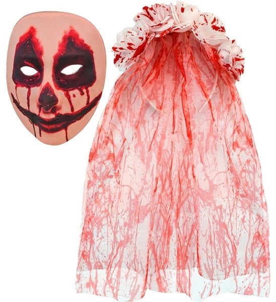 Masque de mariée ensanglanté avec voile