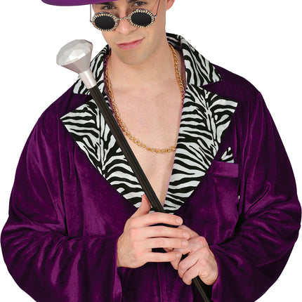 Bâton de marche en argent noir avec pommeau en diamant 85cm