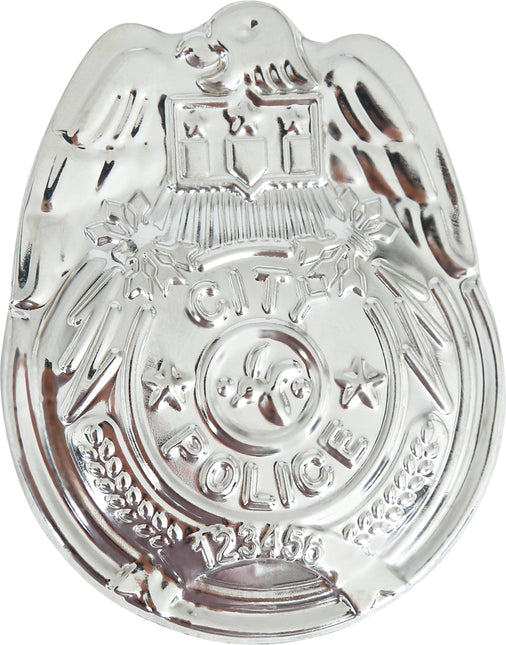 Badge de police argenté 7cm