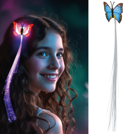 33 cm de fibre optique, led, touffe avec papillon