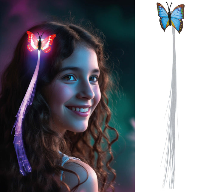 33 cm de fibre optique, led, touffe avec papillon