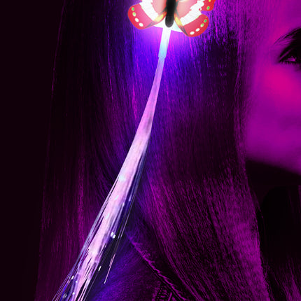 33 cm de fibre optique, led, touffe avec papillon