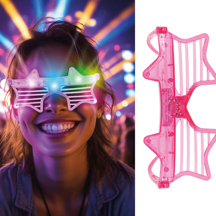 Lunettes étoilées roses avec lumière