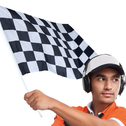 Drapeau de course noir et blanc 45x30 cm
