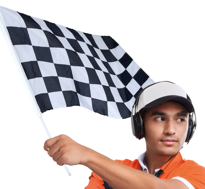 Drapeau de course noir et blanc 45x30 cm