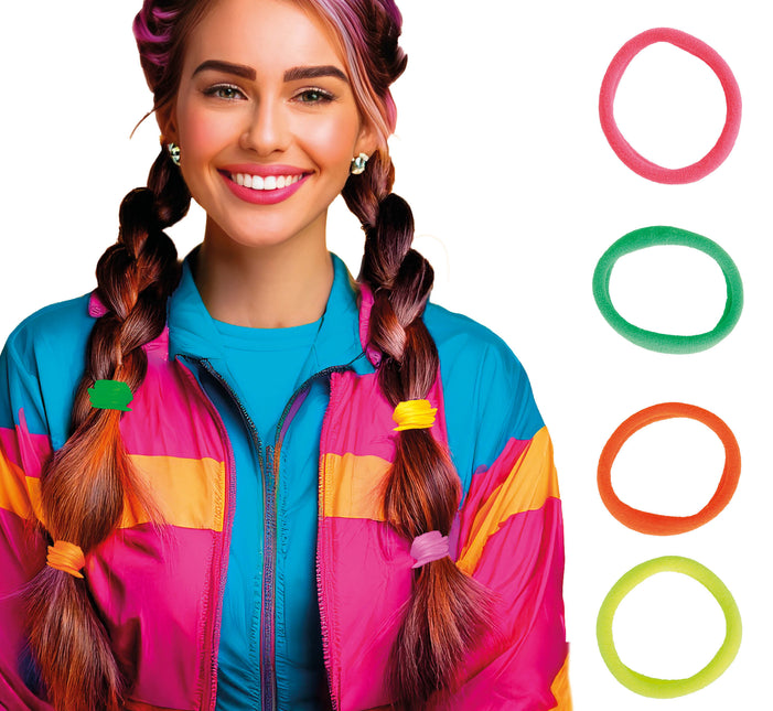Sachet de 5 élastiques à cheveux fluo assortis