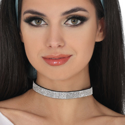 Collier en argent noir avec paillettes
