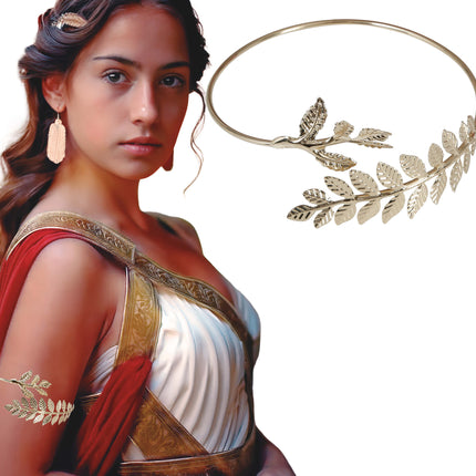 Bracelet en métal en forme de laurier
