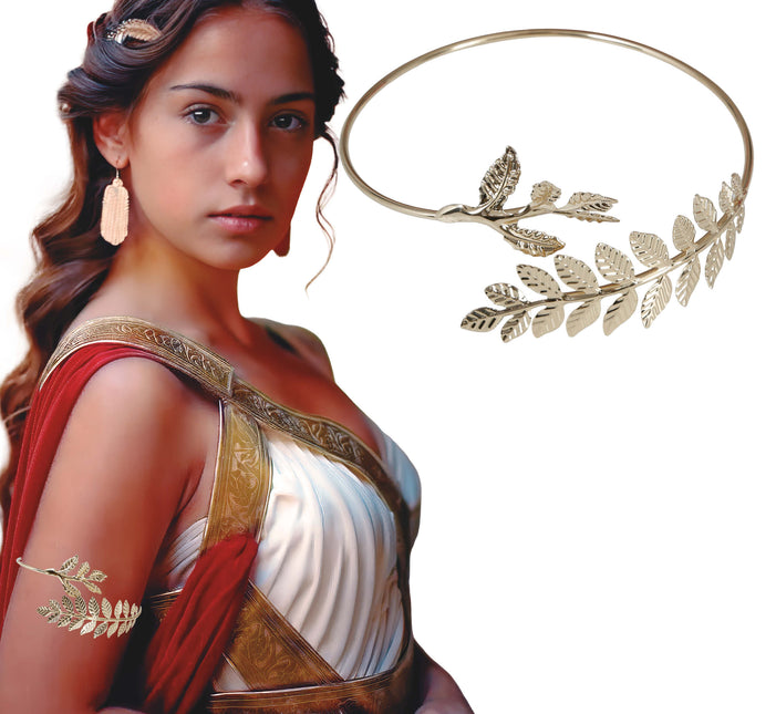 Bracelet en métal en forme de laurier