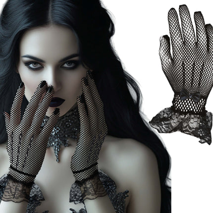 Gants noirs en dentelle