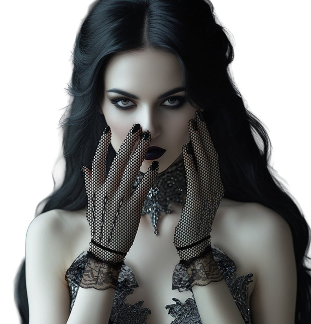 Gants noirs en dentelle