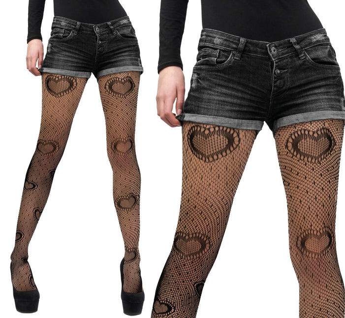 Collants noirs avec des cœurs