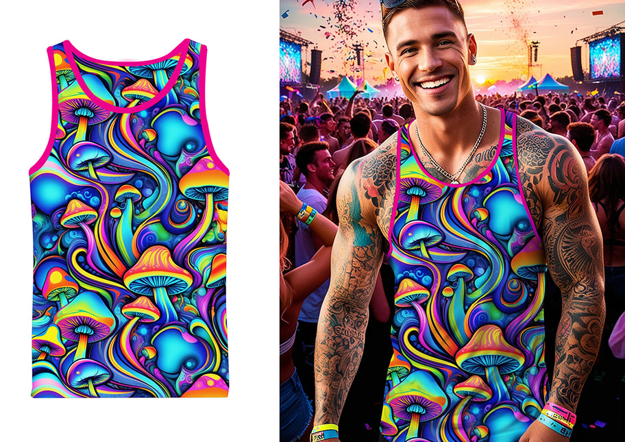 T-shirt champignon psychédélique, adulte