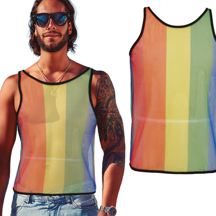 T-shirt en maille arc-en-ciel