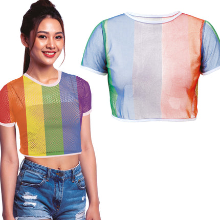 T-shirt en maille arc-en-ciel