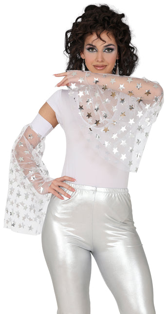 Manches papillon Disco 70S Étoiles argentées