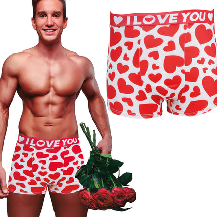 I Love You Underpants Red White Hearts (Je t'aime, slip rouge et blanc)