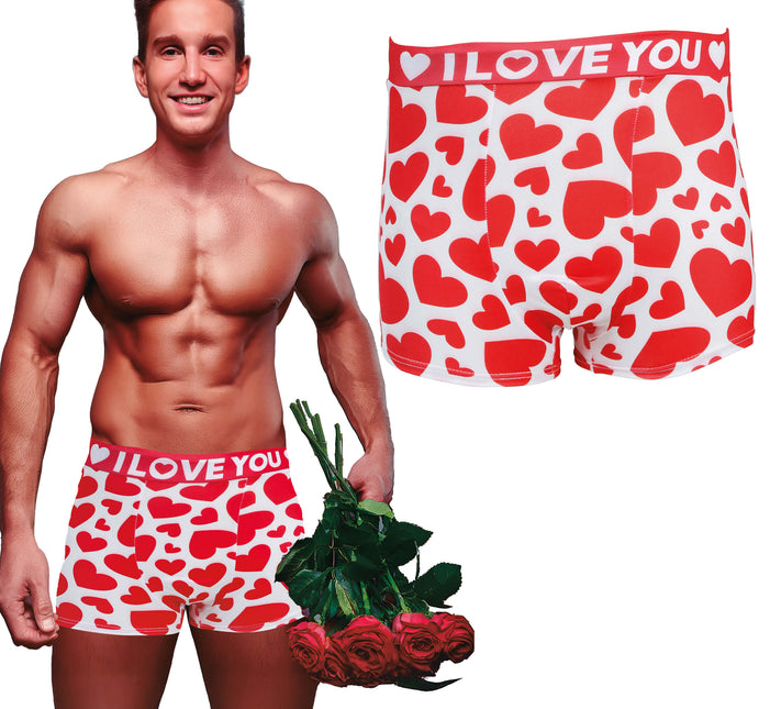 I Love You Underpants Red White Hearts (Je t'aime, slip rouge et blanc)