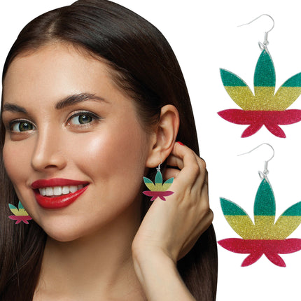 Boucles d'oreilles en forme de feuille de marijuana