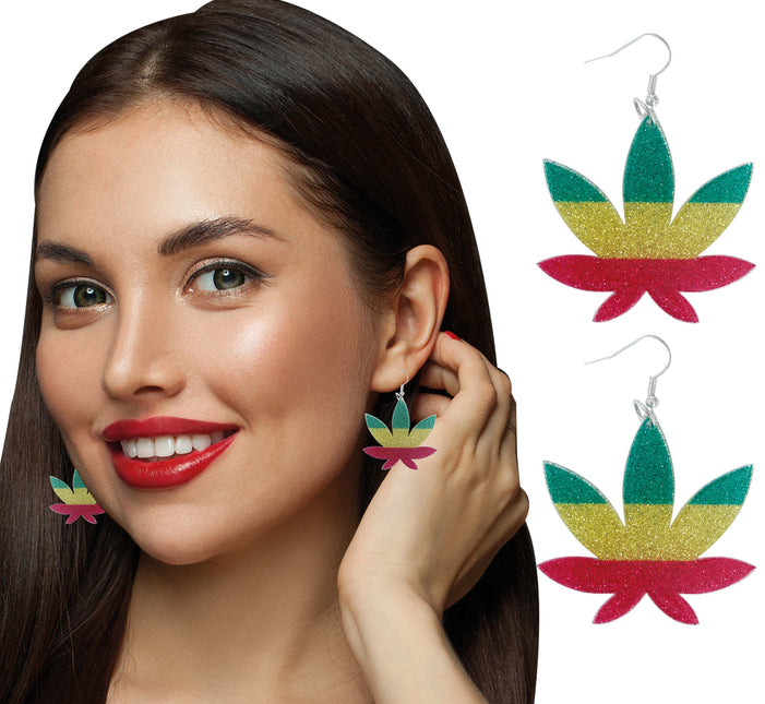Boucles d'oreilles en forme de feuille de marijuana