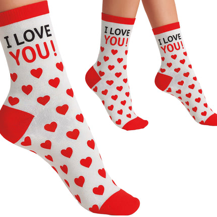 Chaussettes à cœur blanc rouge adultes