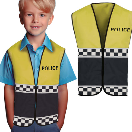 Gilet de police jaune noir enfant