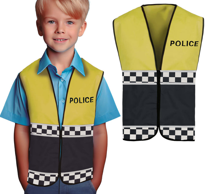 Gilet de police jaune noir enfant