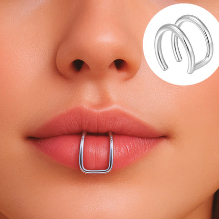 Faux double piercing à la lèvre Argent