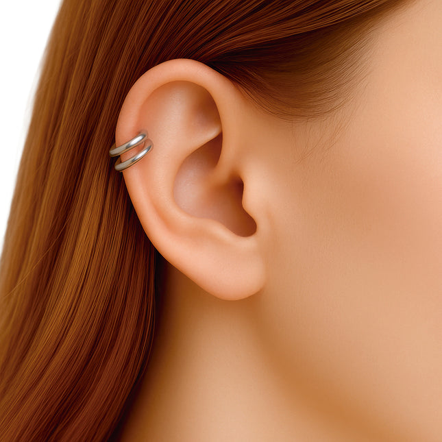 Faux double piercing à la lèvre Argent