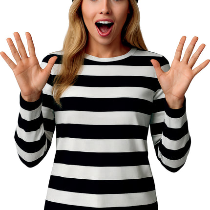 Chemise noire et blanche rayée pour dames