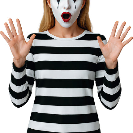 Chemise noire et blanche rayée pour dames