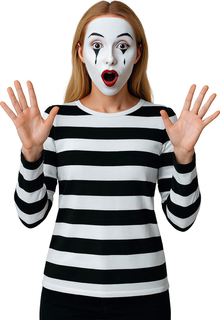 Chemise noire et blanche rayée pour dames