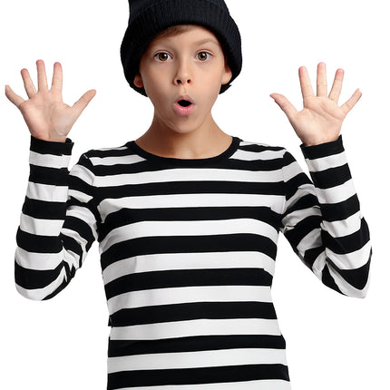 Chemise noire blanche enfant rayée